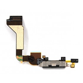 Шлейф iPhone 4 на системный разъем + микрофон, черный
